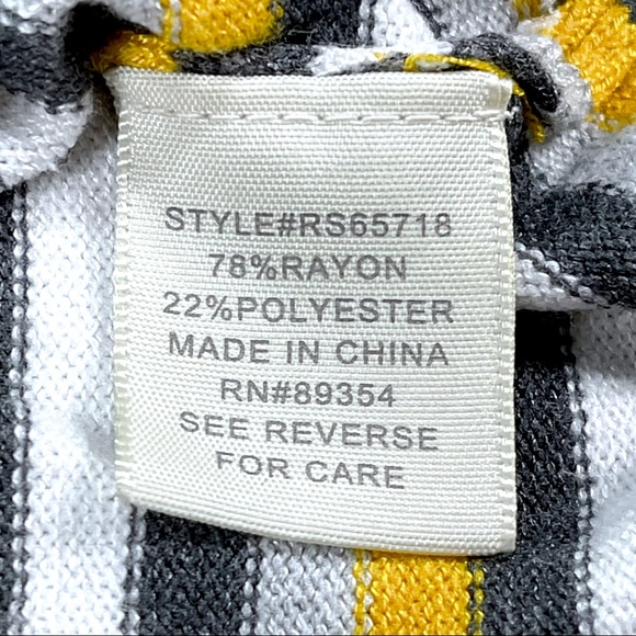 Ultra Flirt size medium grey yellow & white striped crop top ruffle hems EUC - Picture 12 of 14